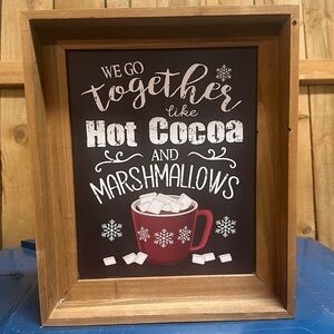 Hot cocoa and marshmallow sign
